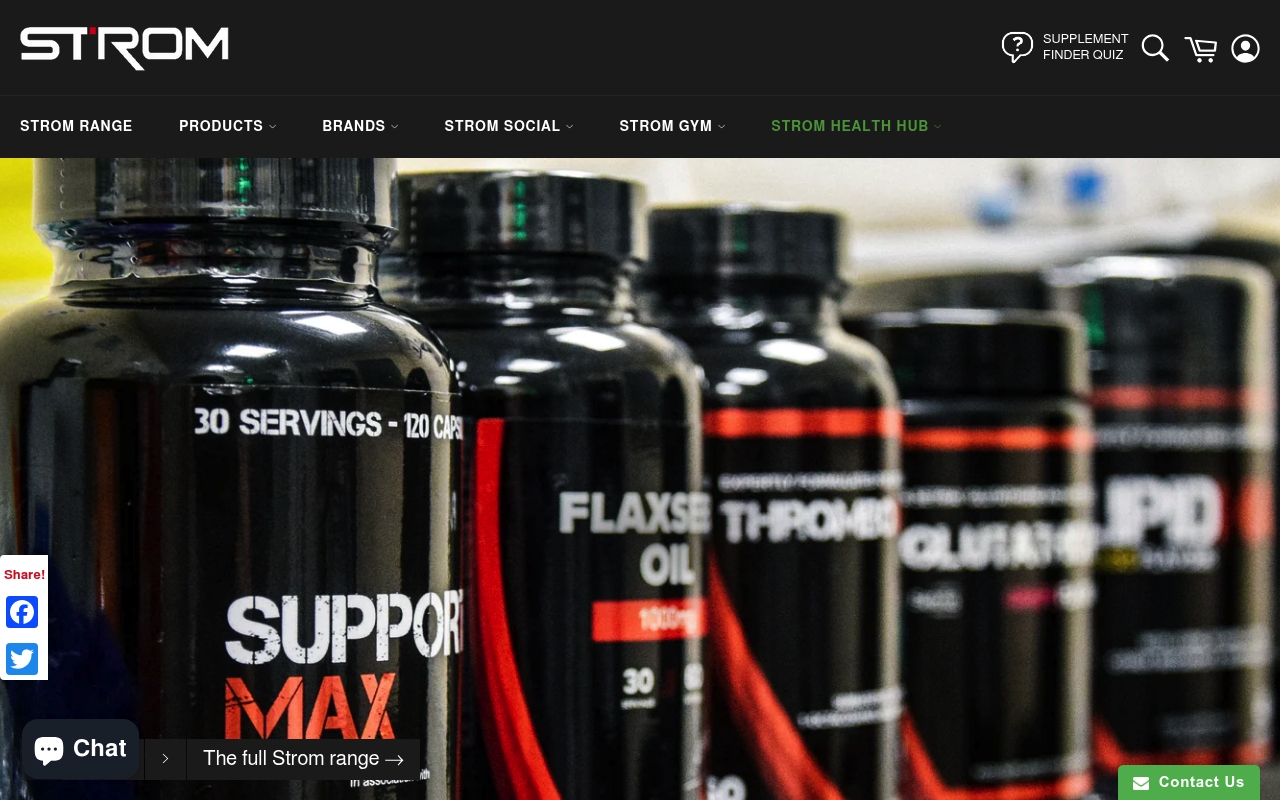 Strom Sports Nutrition homepage