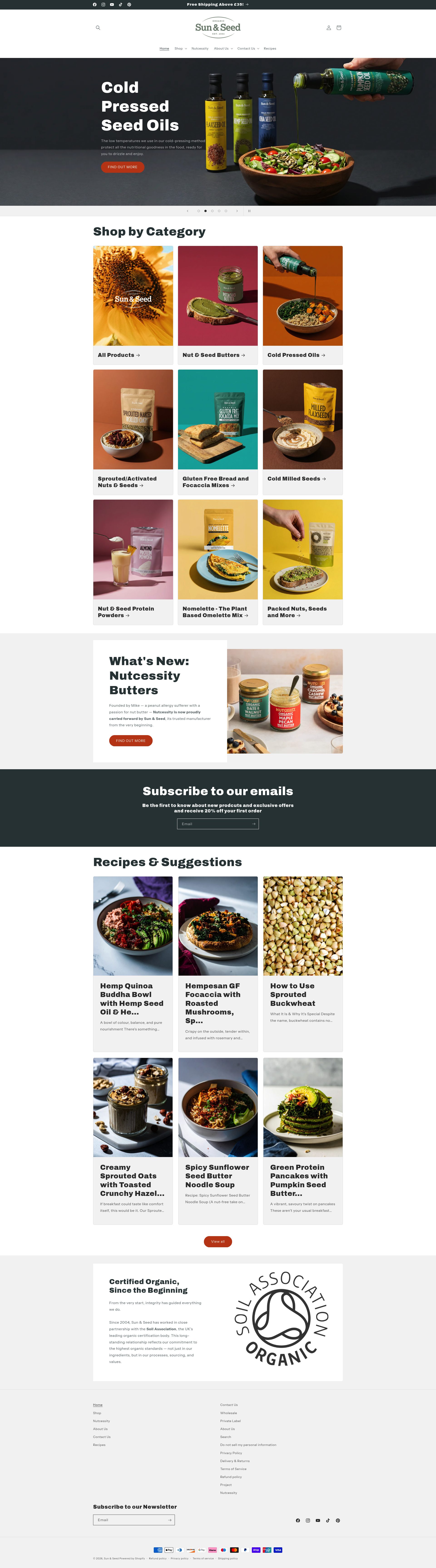 Sun And Seed homepage screenshot
