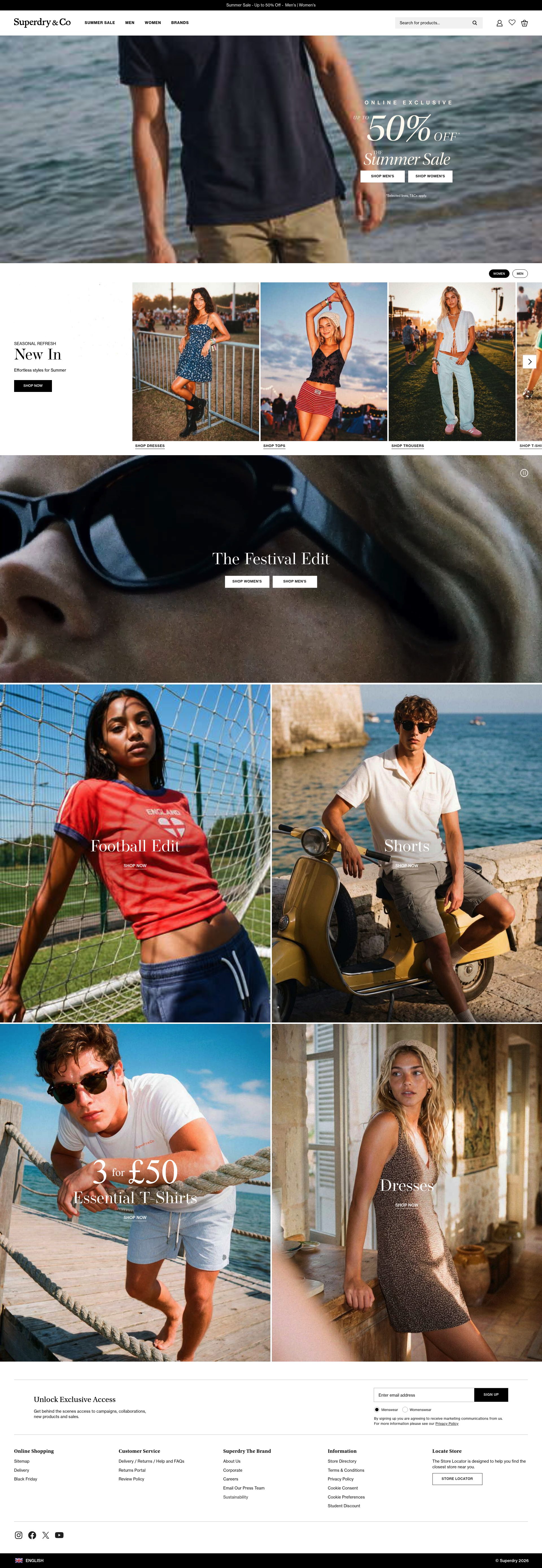 Superdry Sport homepage screenshot