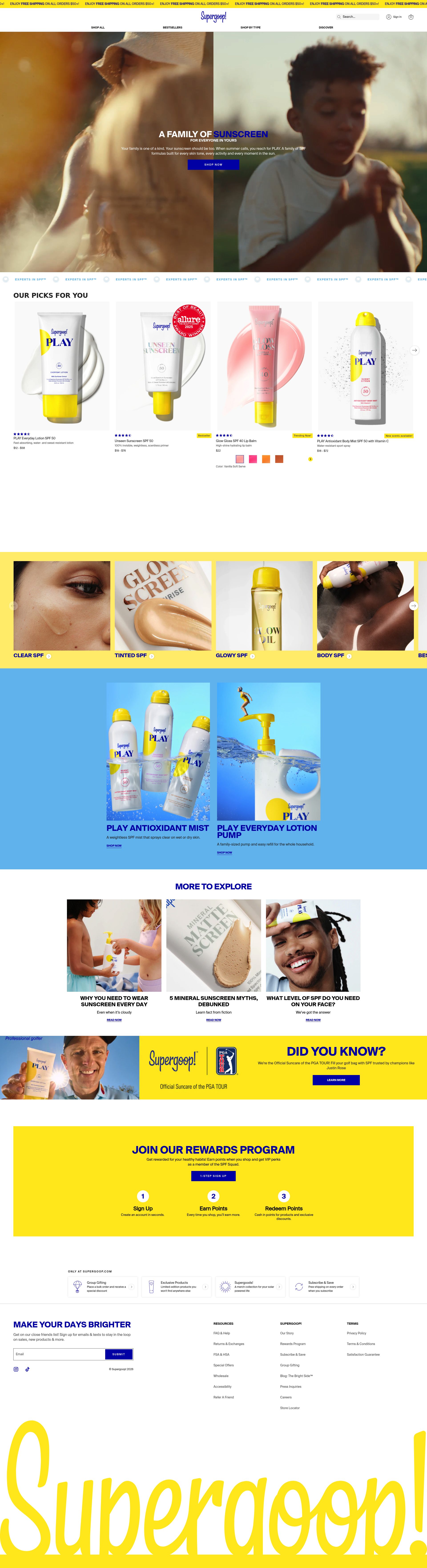 Supergoop! homepage