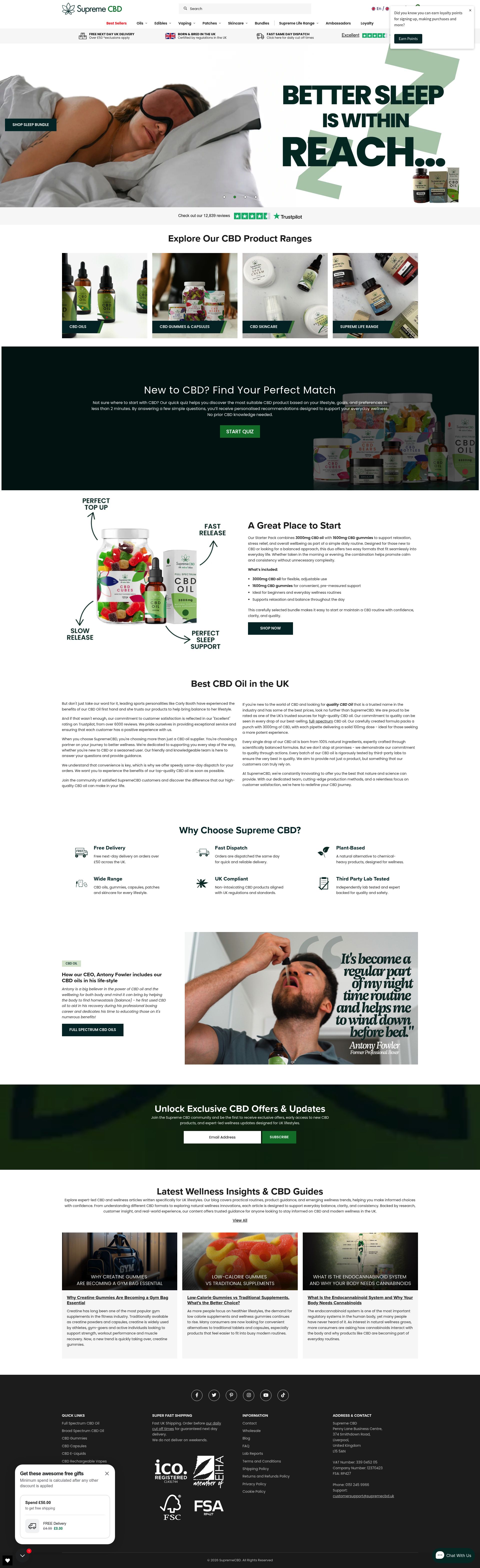 Supreme Cbd homepage screenshot