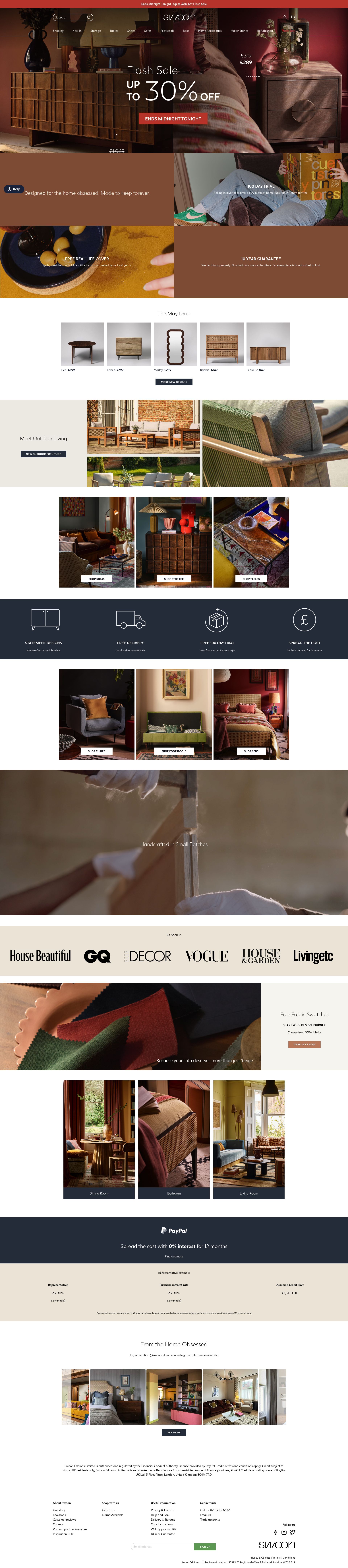 Swoon homepage screenshot