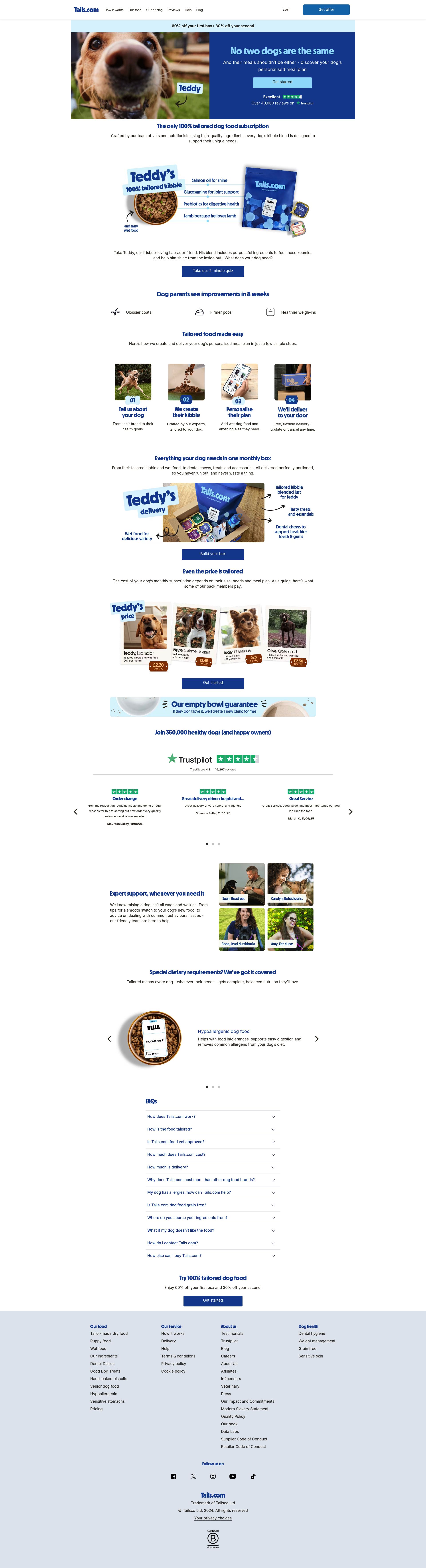 Tails Com homepage screenshot
