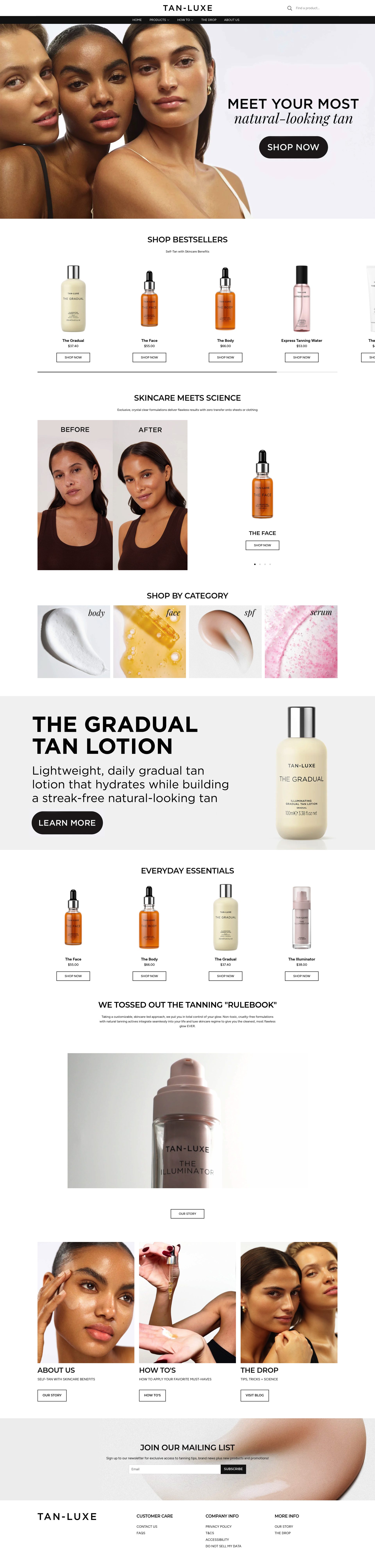 Tan-Luxe homepage