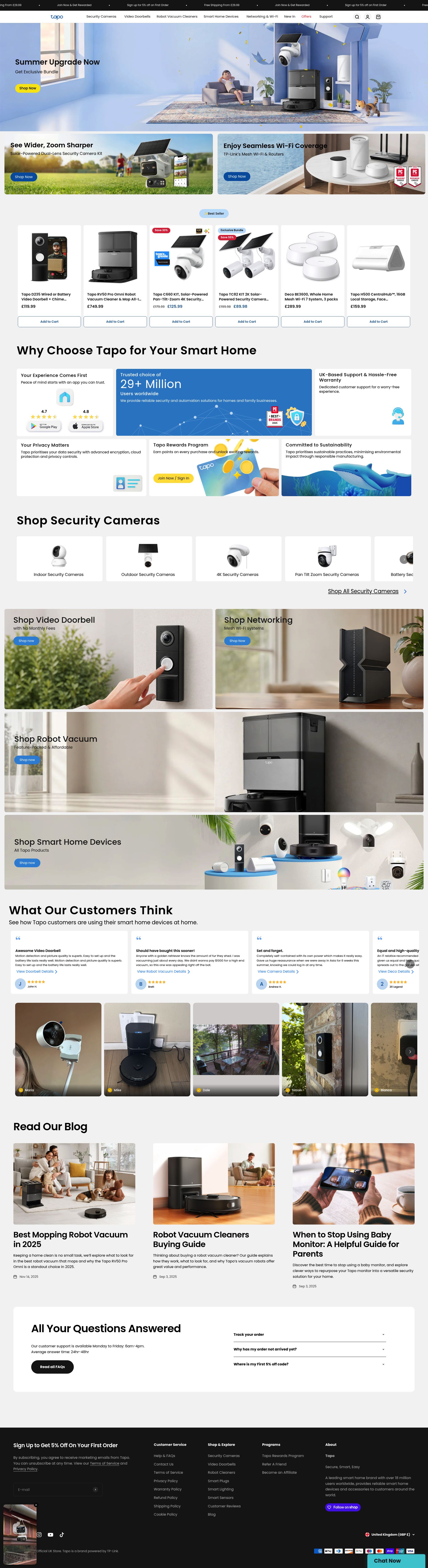Tapo Uk homepage screenshot