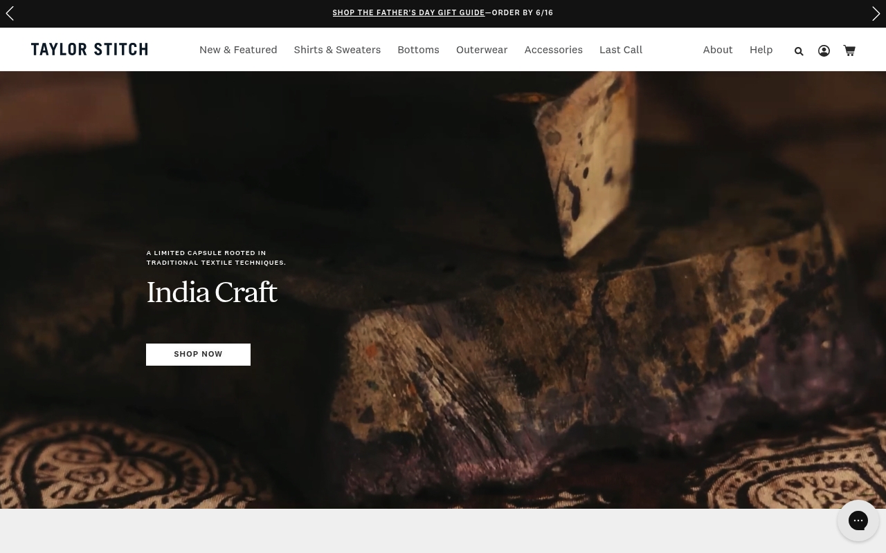Taylor Stitch homepage