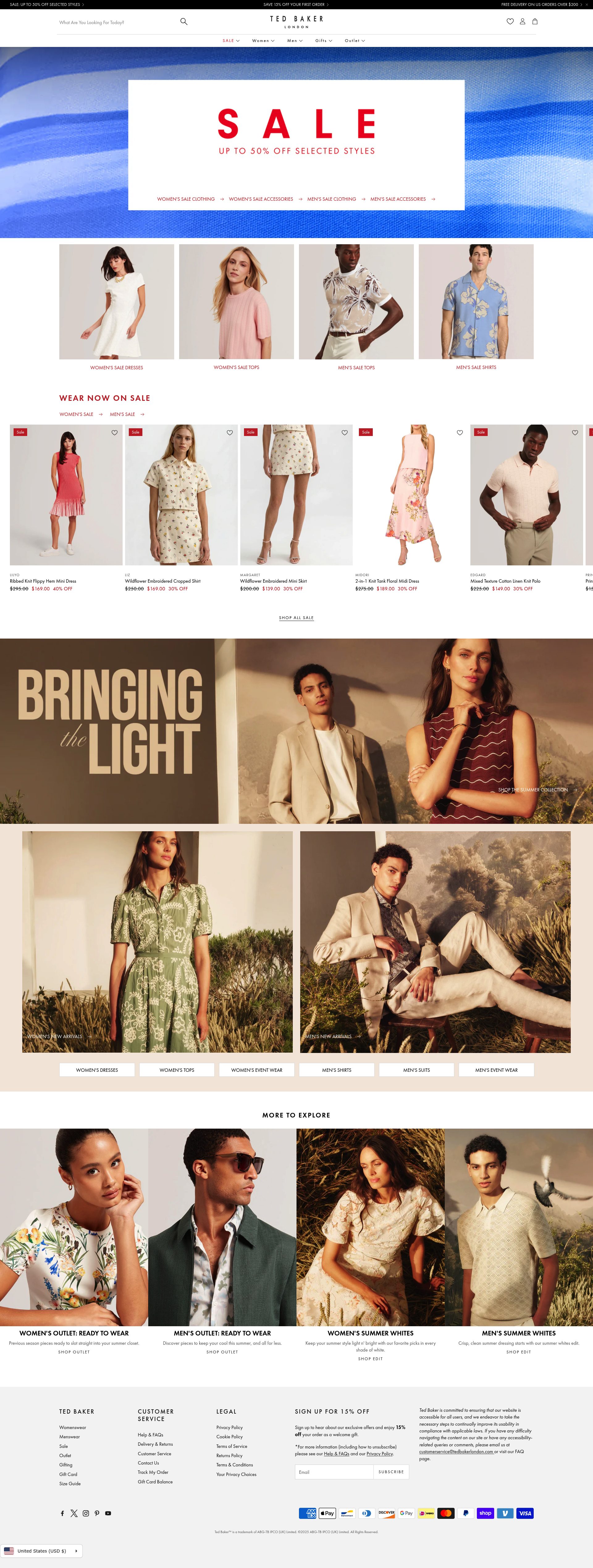 Ted Baker homepage