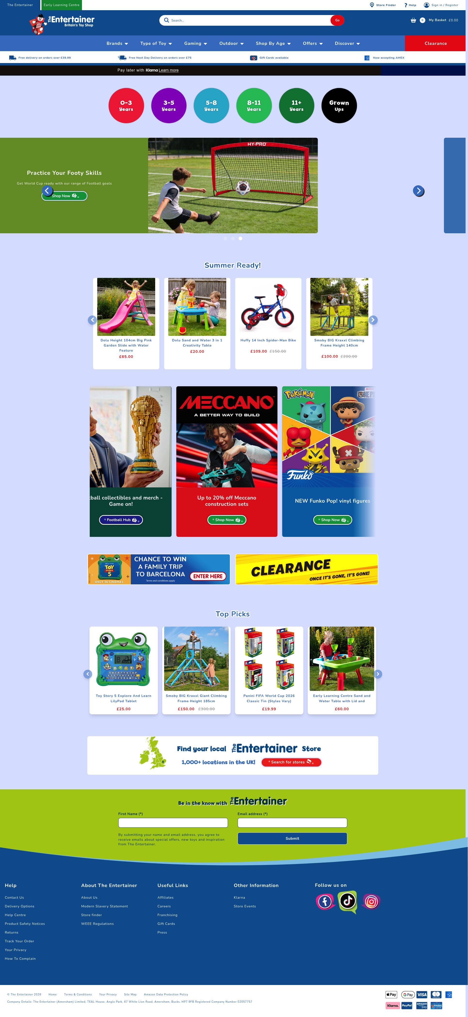 The Entertainer homepage screenshot