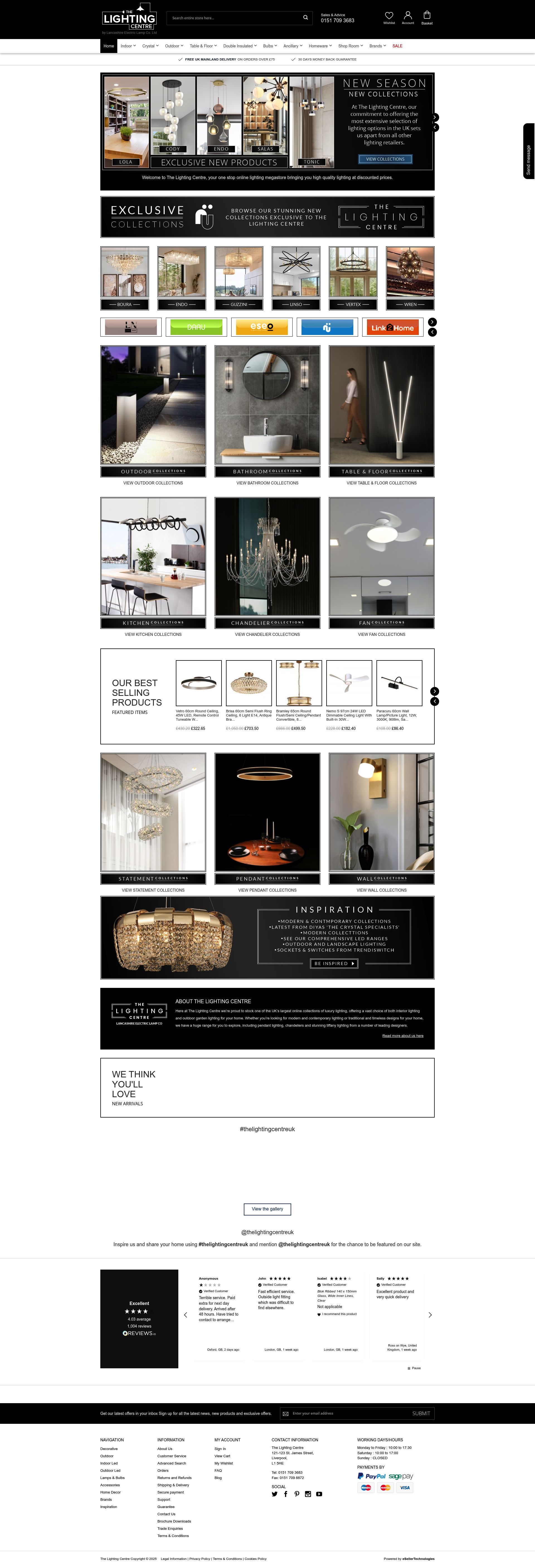 The Lighting Centre homepage screenshot