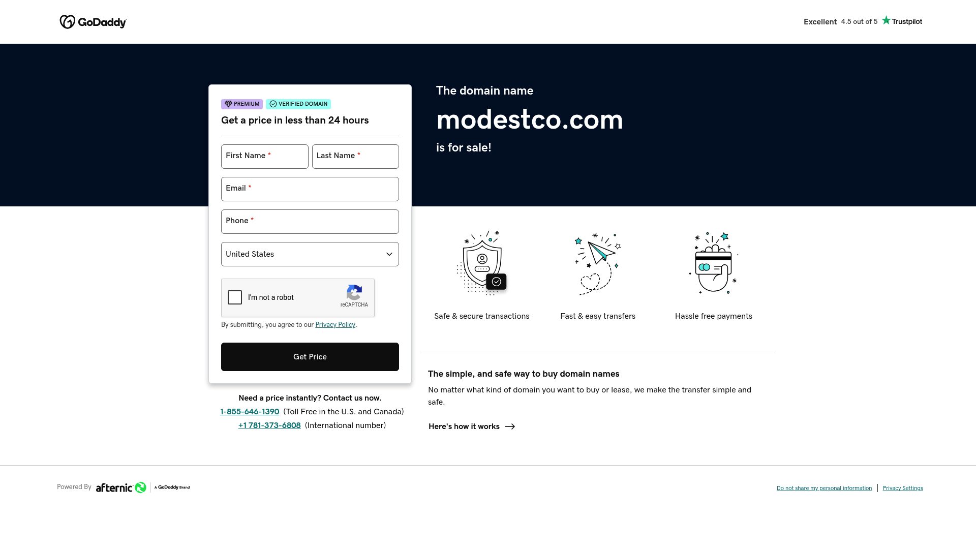 The Modest Company homepage