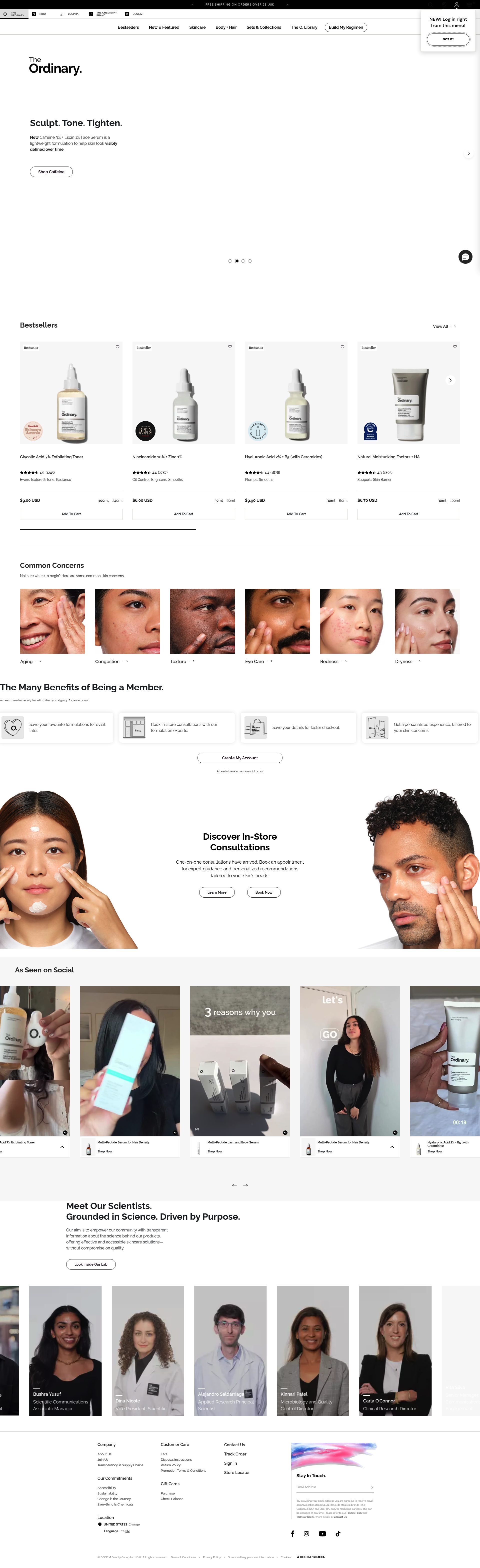 The Ordinary homepage