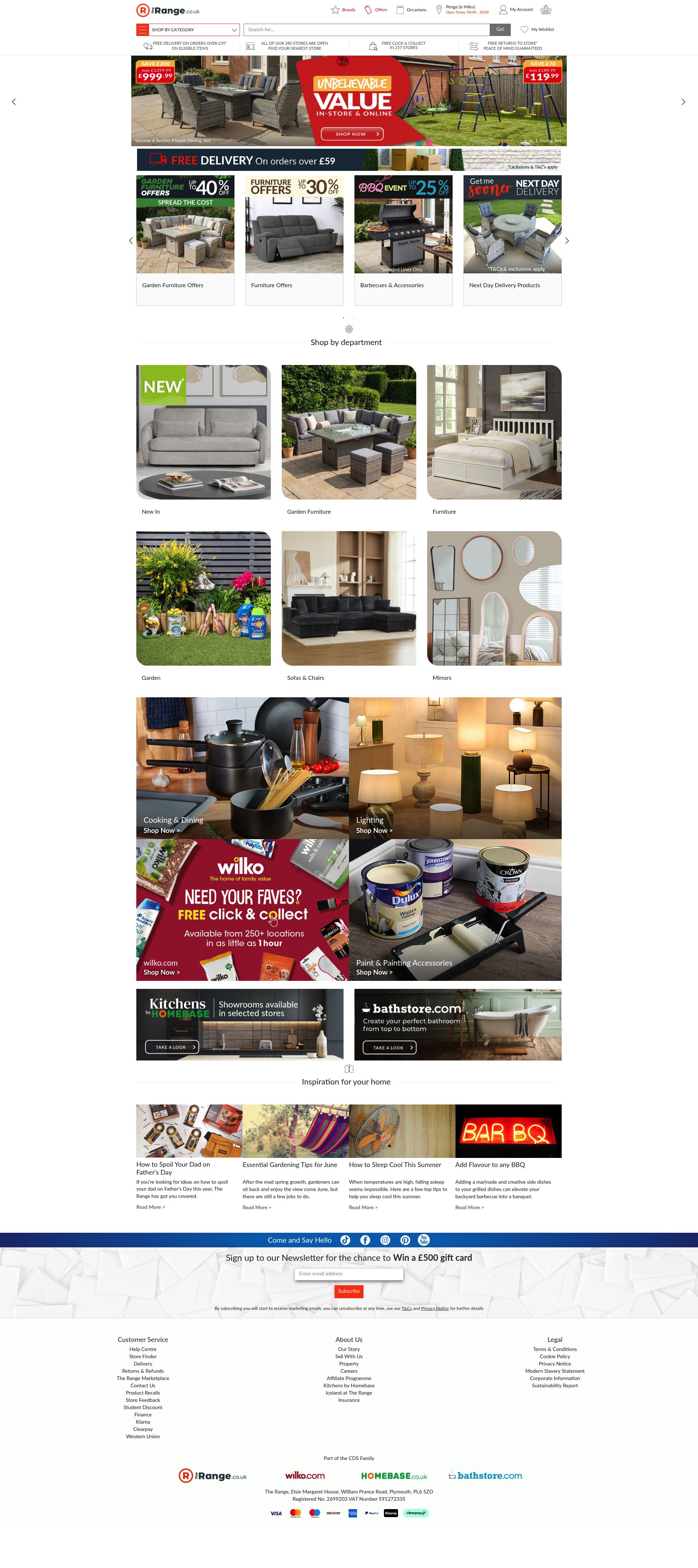 The Range homepage screenshot