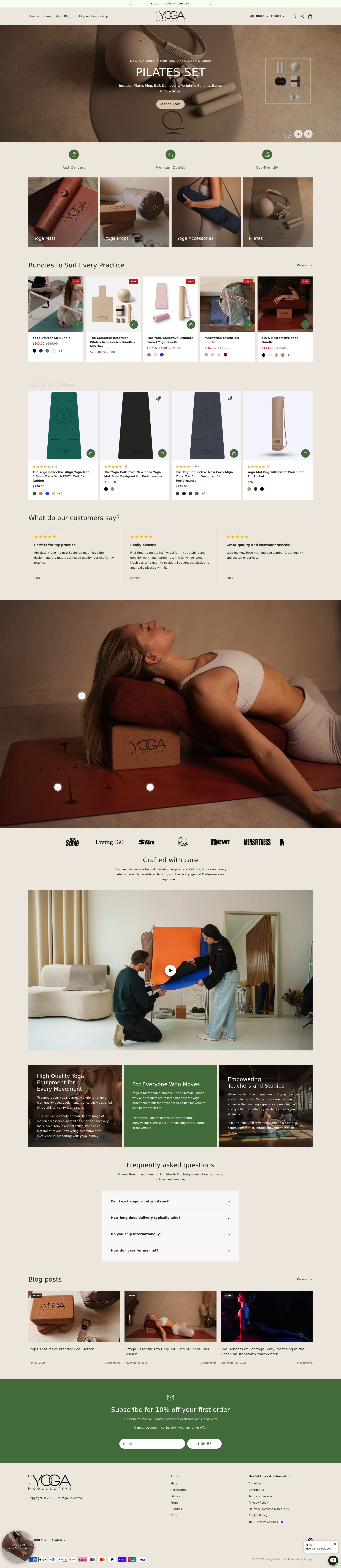 The Yoga Collective homepage screenshot