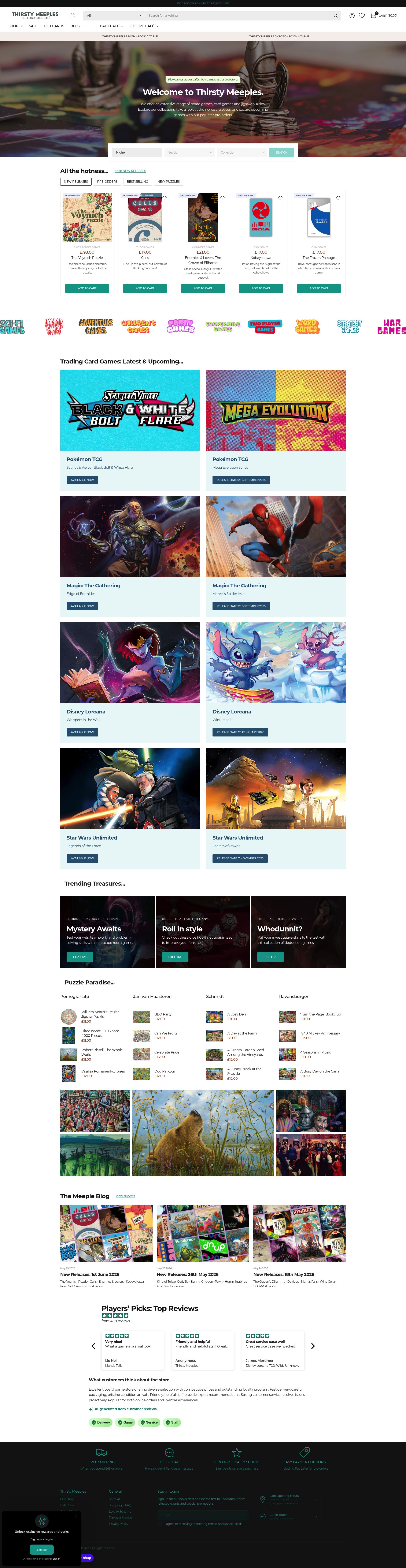 Thirsty Meeples homepage screenshot