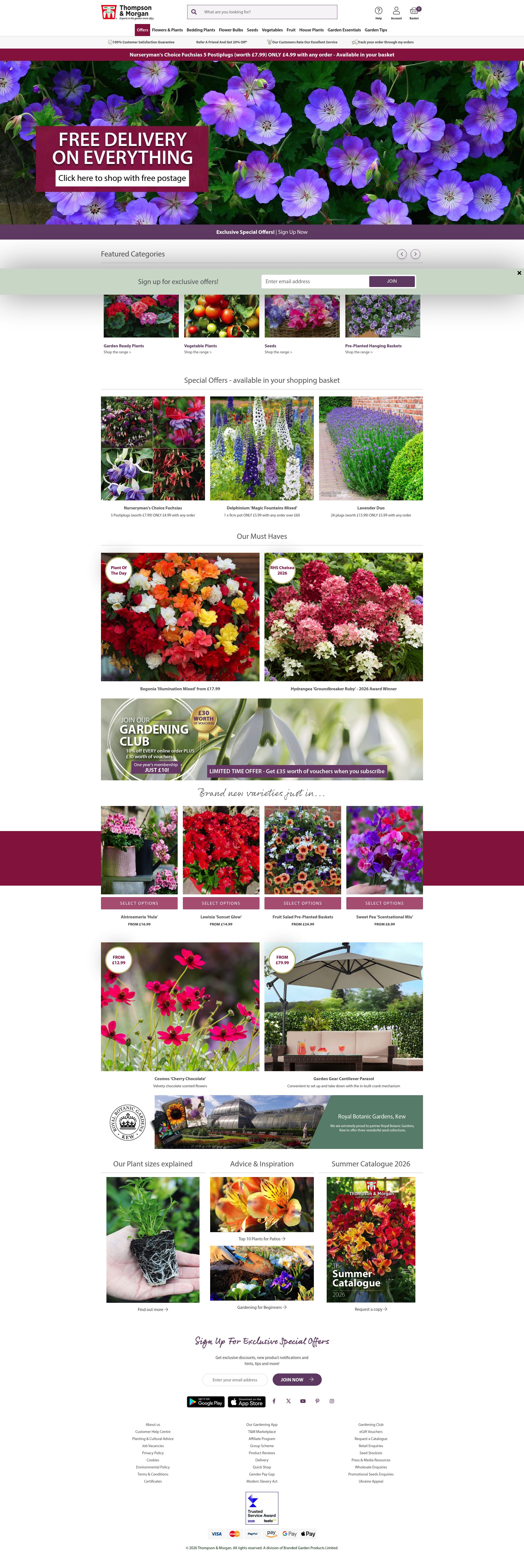 Thompson And Morgan homepage screenshot