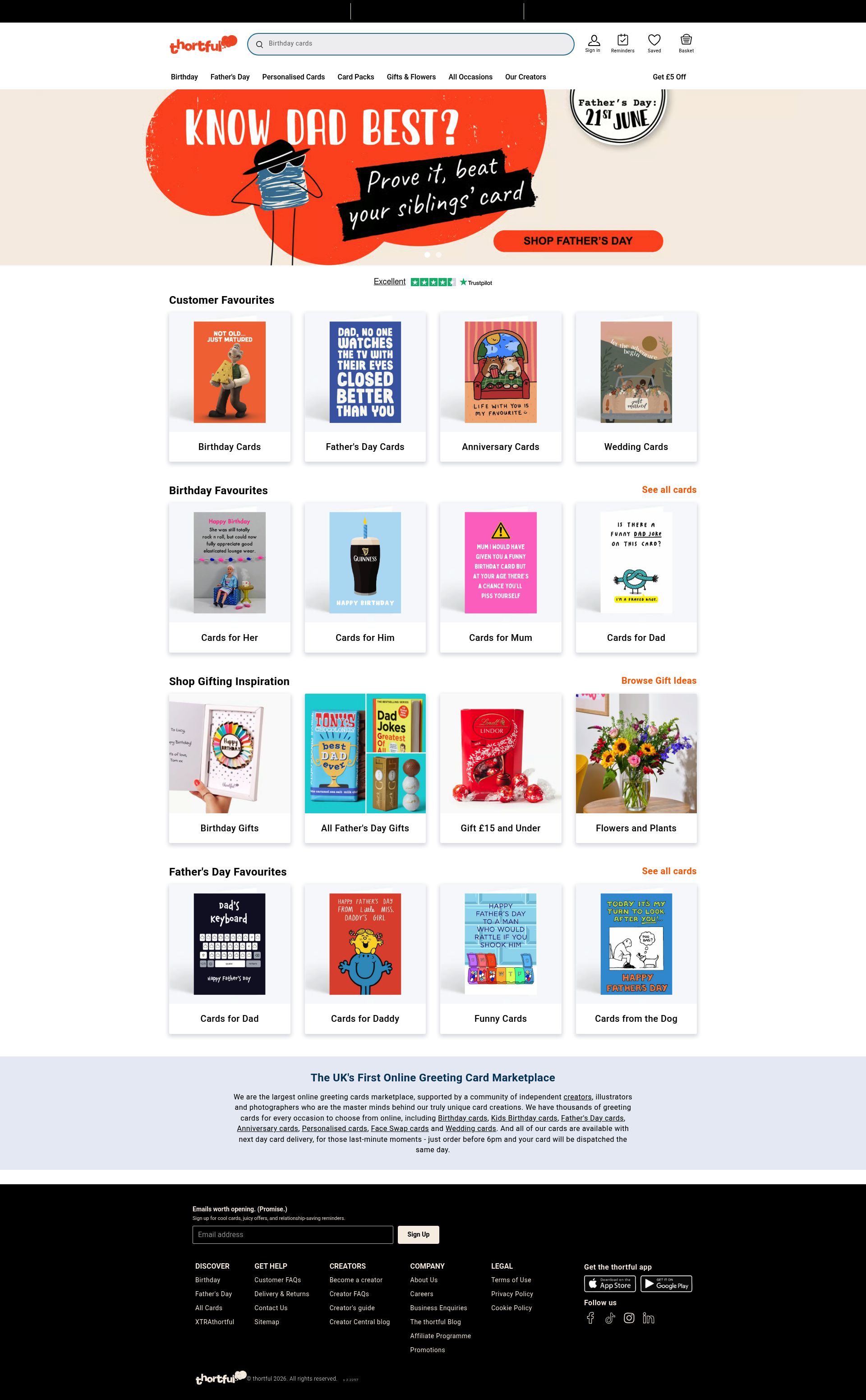 Thortful homepage screenshot