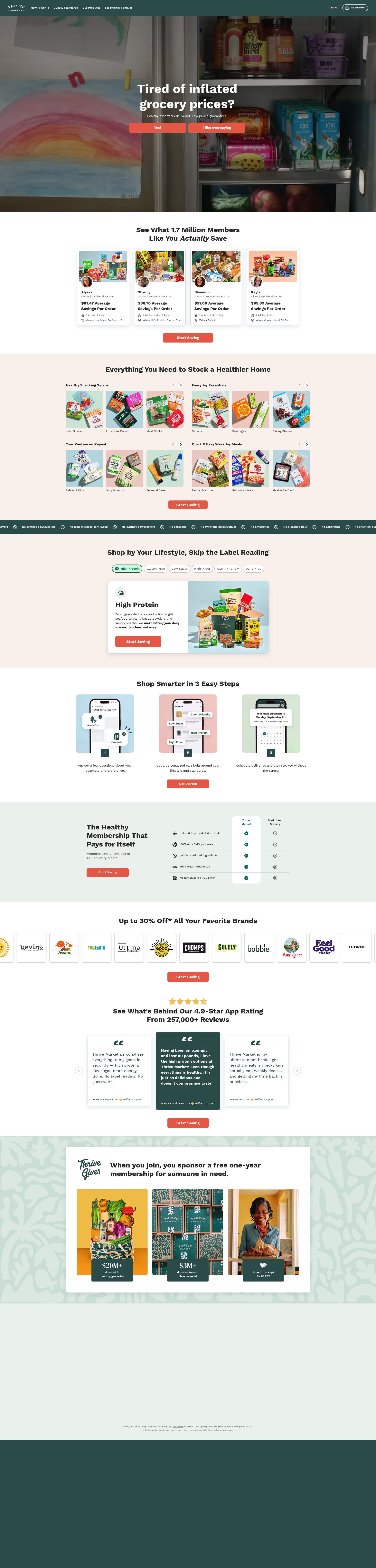 Thrive Market homepage screenshot
