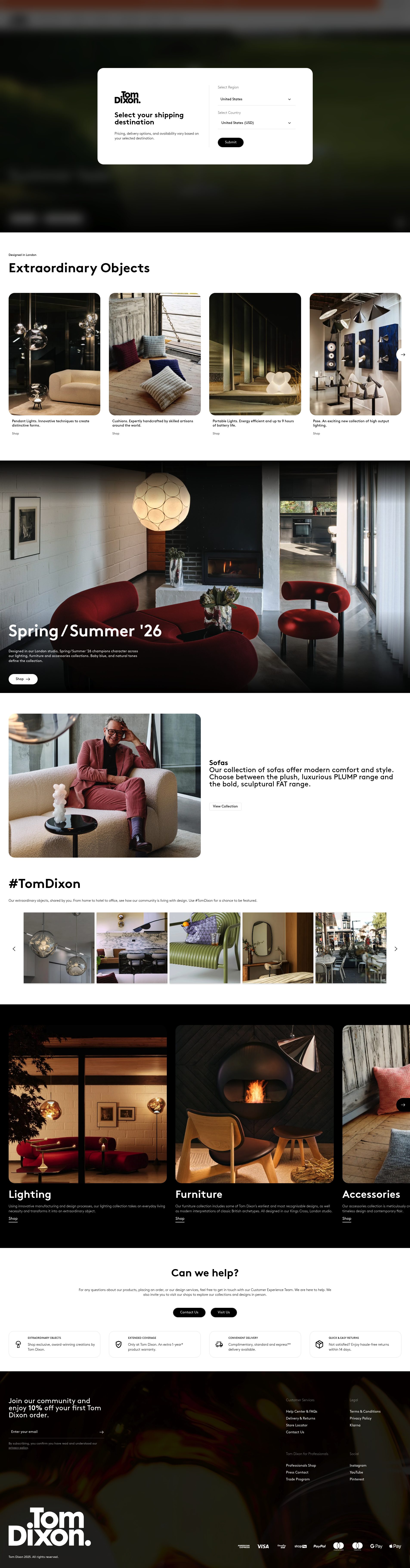 Tom Dixon homepage screenshot