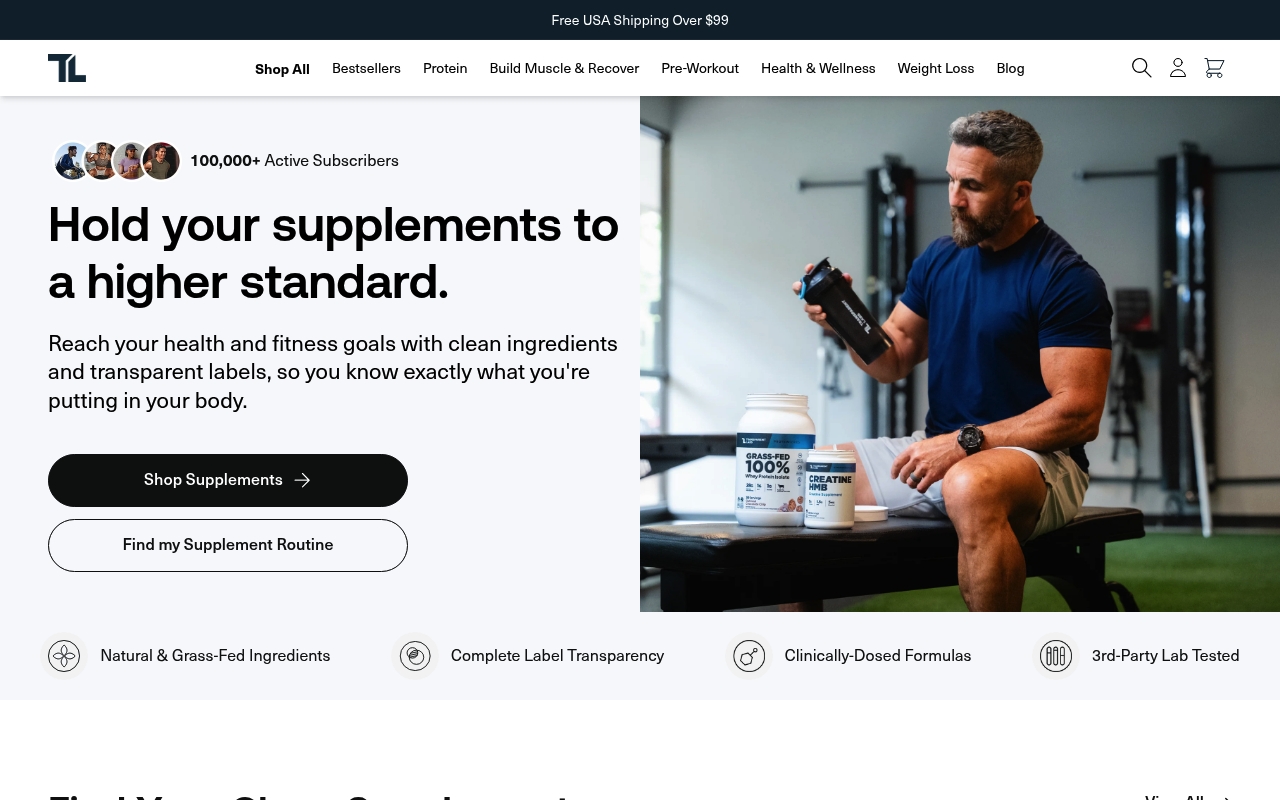 Transparent Labs homepage
