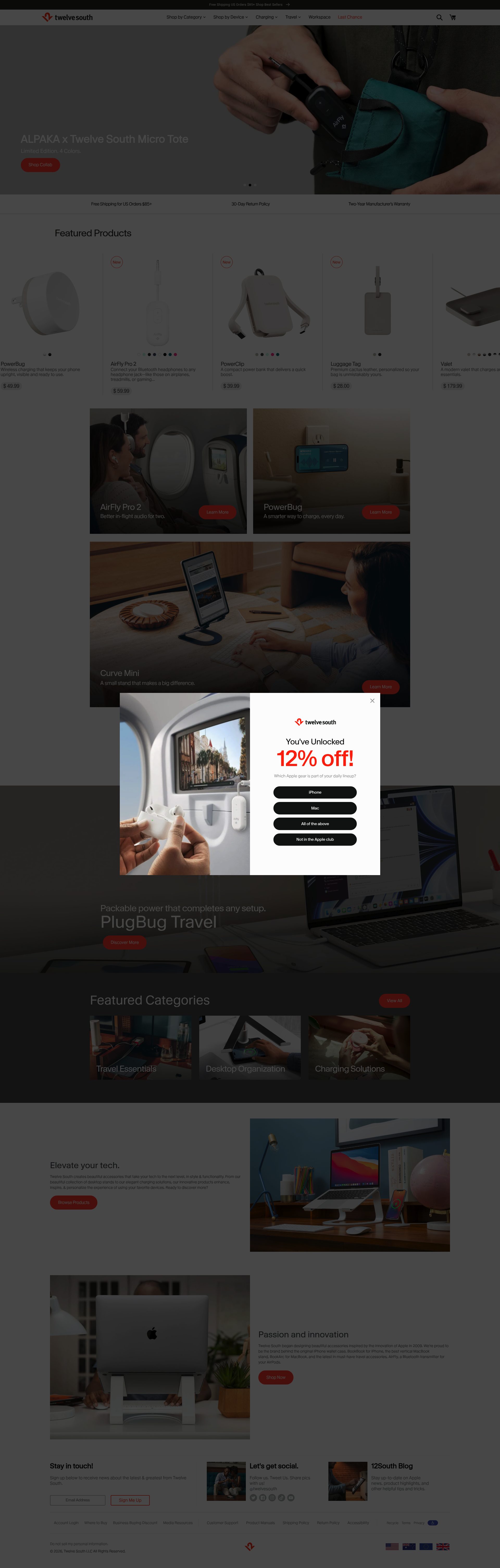 Twelve South homepage screenshot