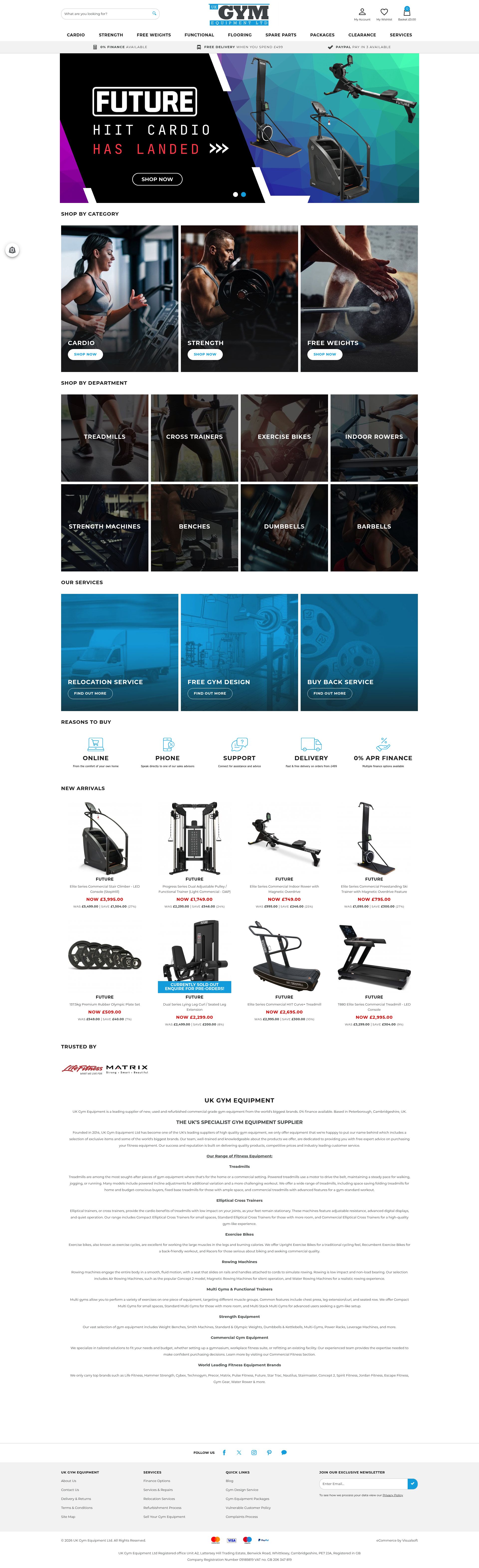 Uk Gym Equipment homepage screenshot