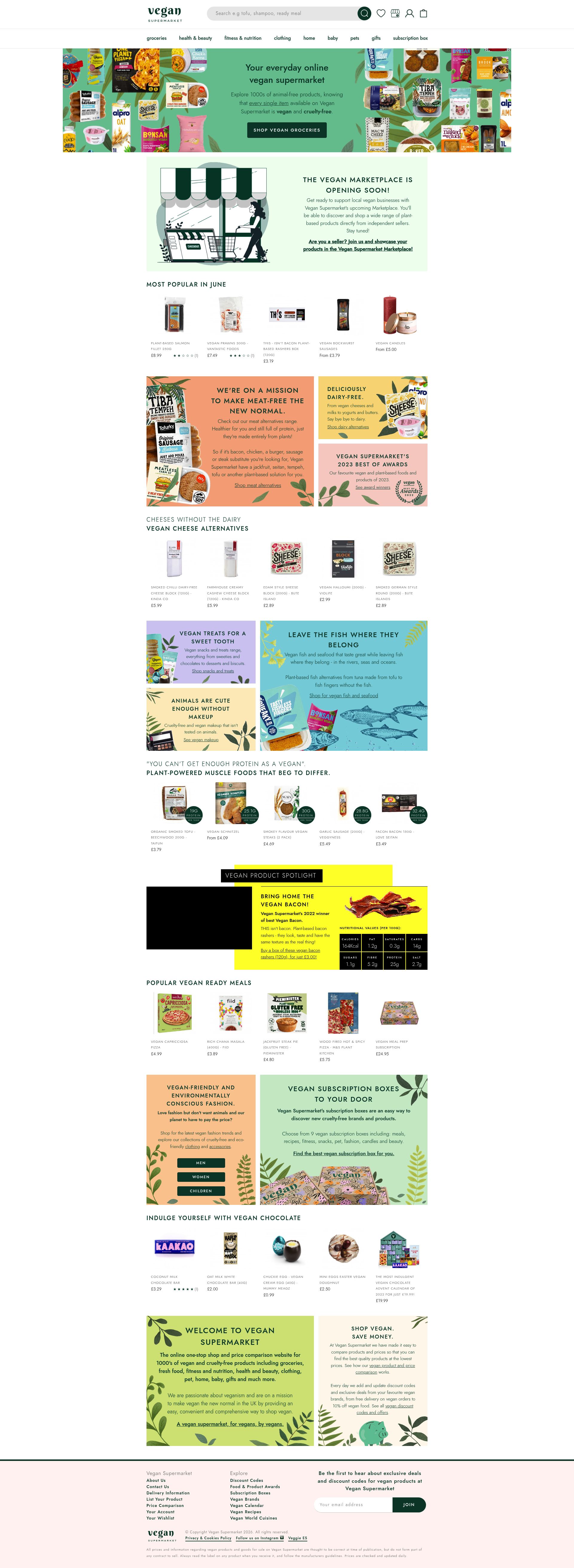 Vegan Supermarket homepage screenshot