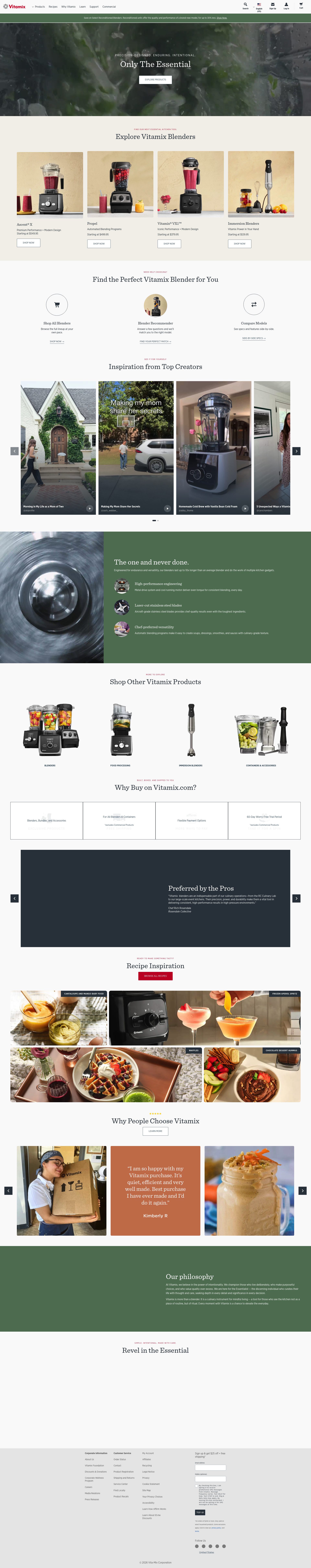 Vitamix homepage screenshot
