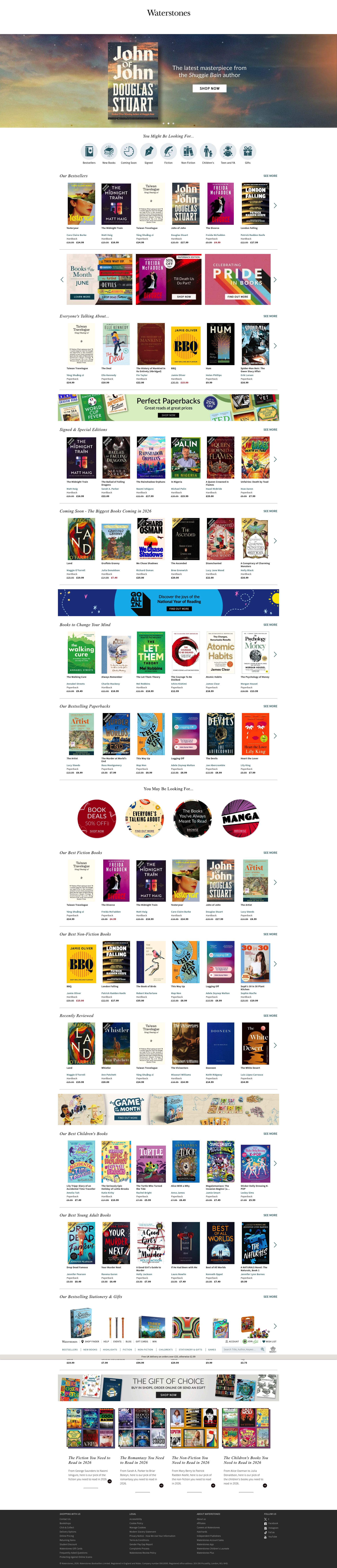 Waterstones homepage screenshot