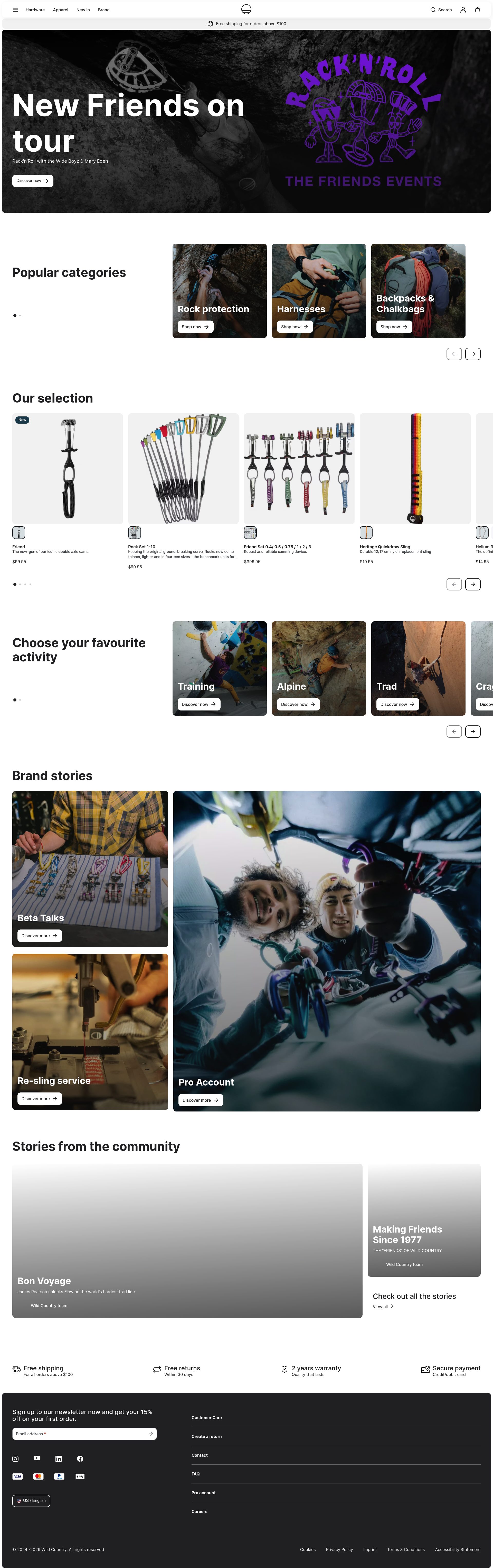 Wild Country homepage screenshot