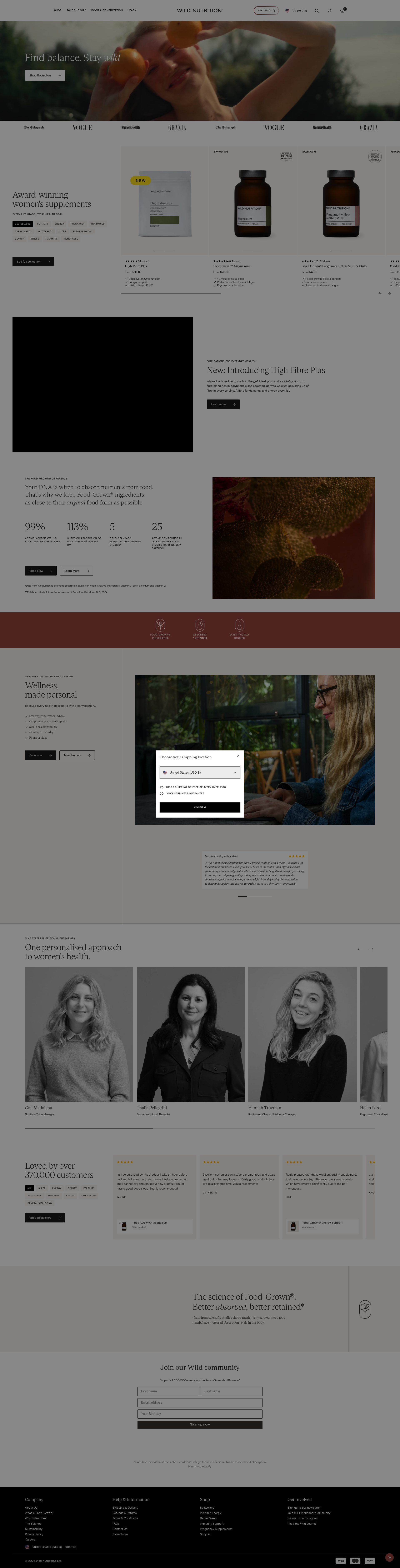 Wild Nutrition homepage