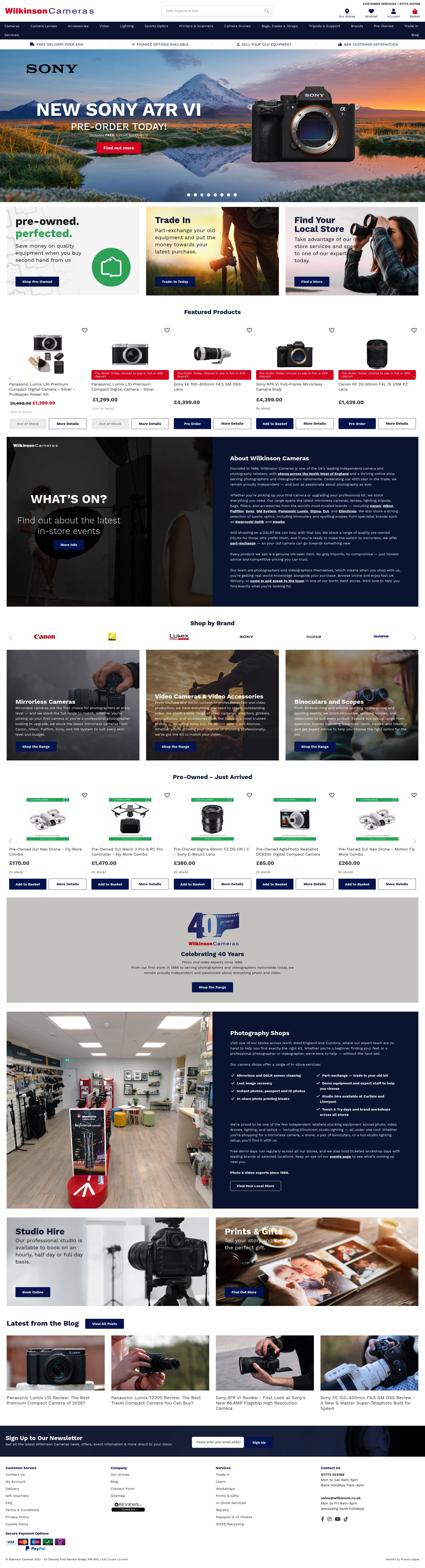 Wilkinson Cameras homepage screenshot