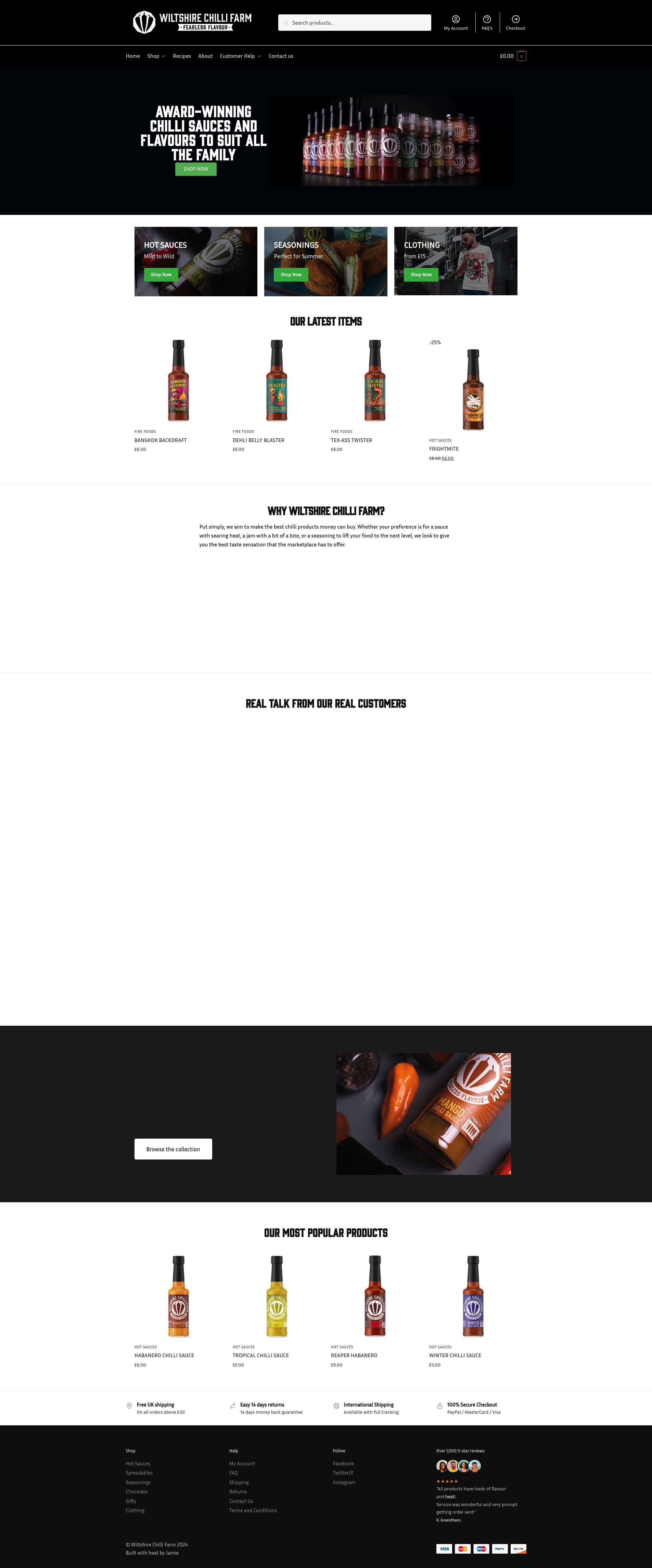 Wiltshire Chilli Farm homepage screenshot