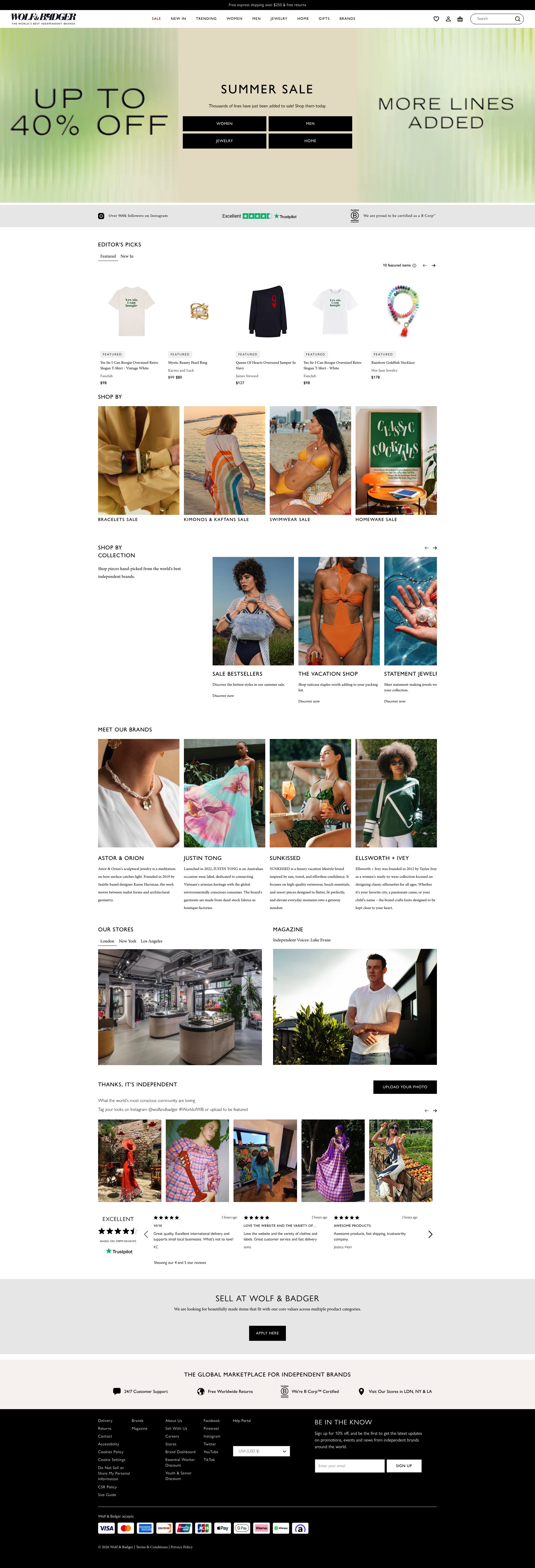 Wolf And Badger homepage screenshot
