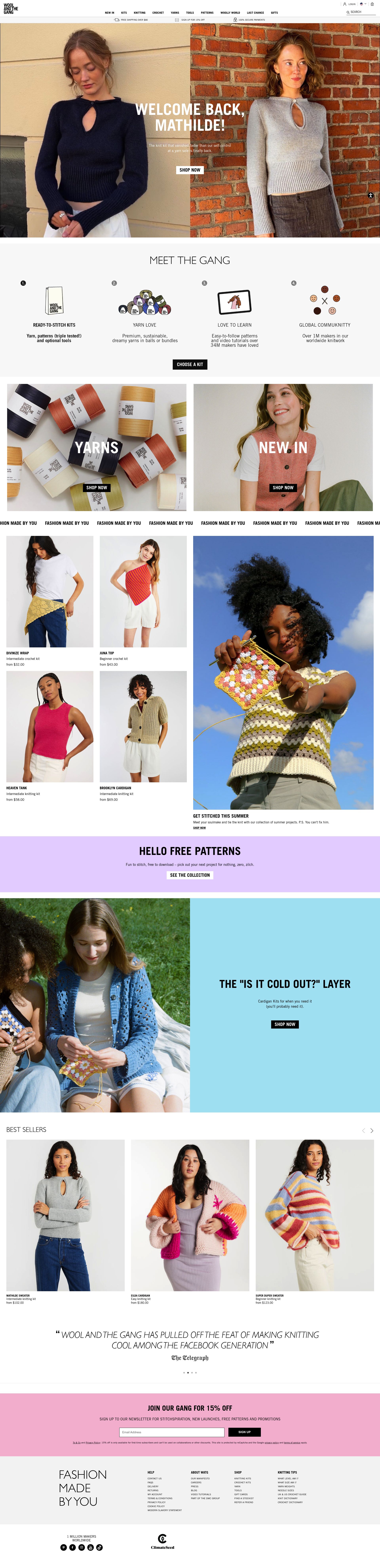 Wool And The Gang homepage screenshot