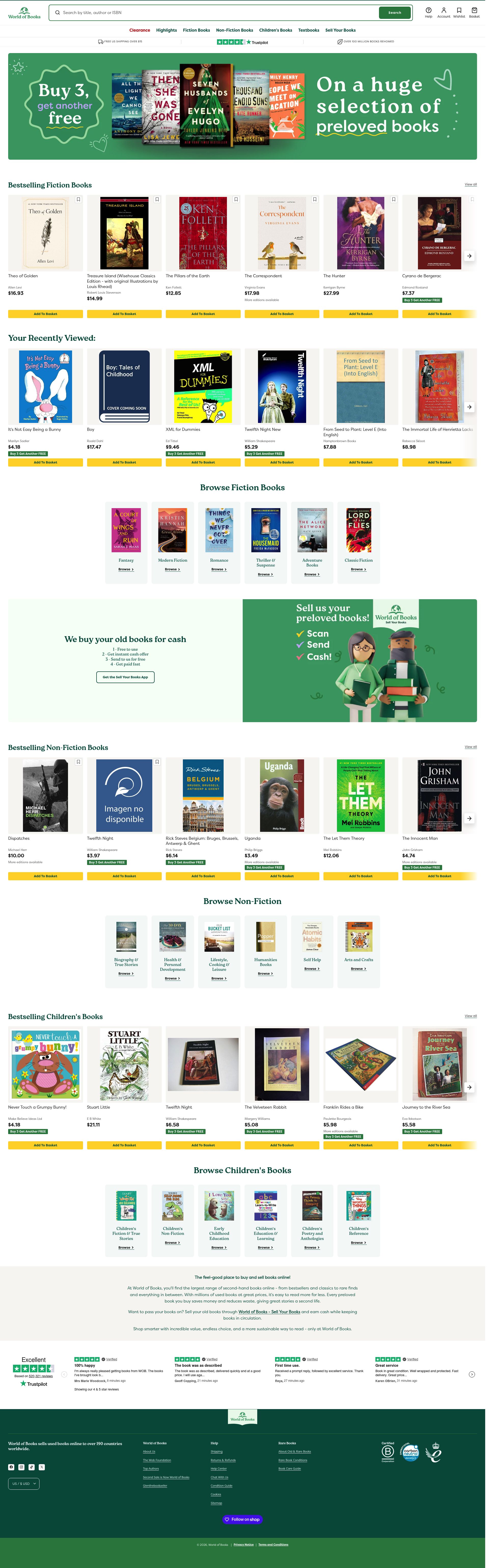 World Of Books homepage screenshot