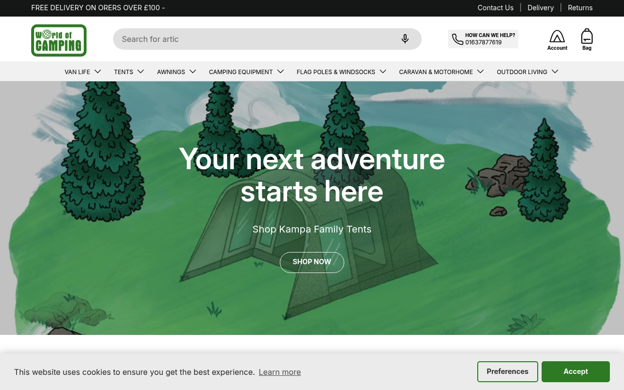 World of Camping homepage