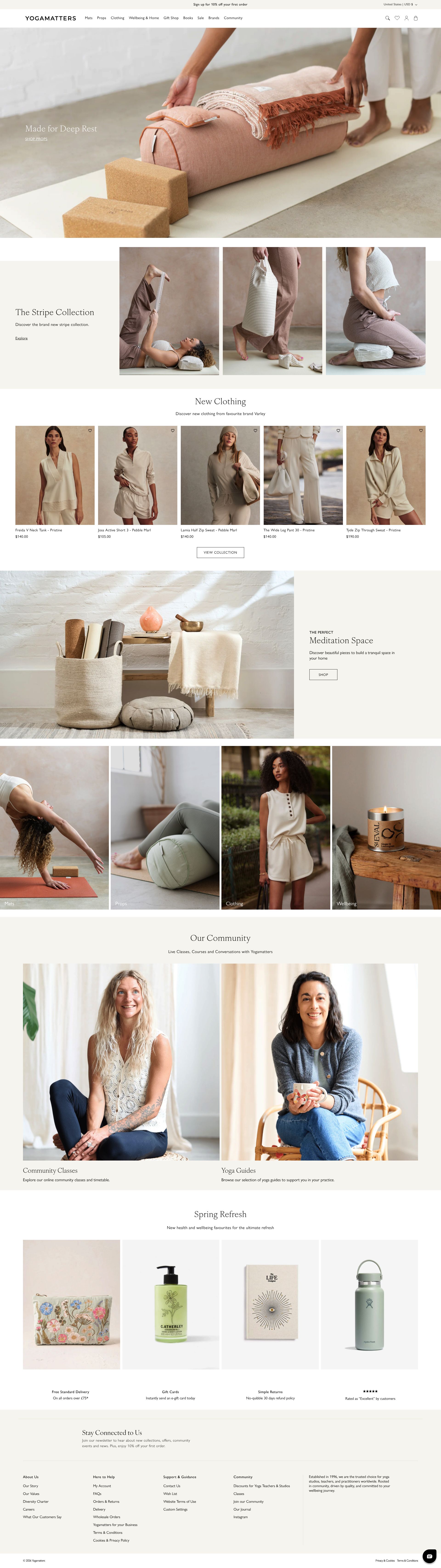 Yogamatters homepage screenshot