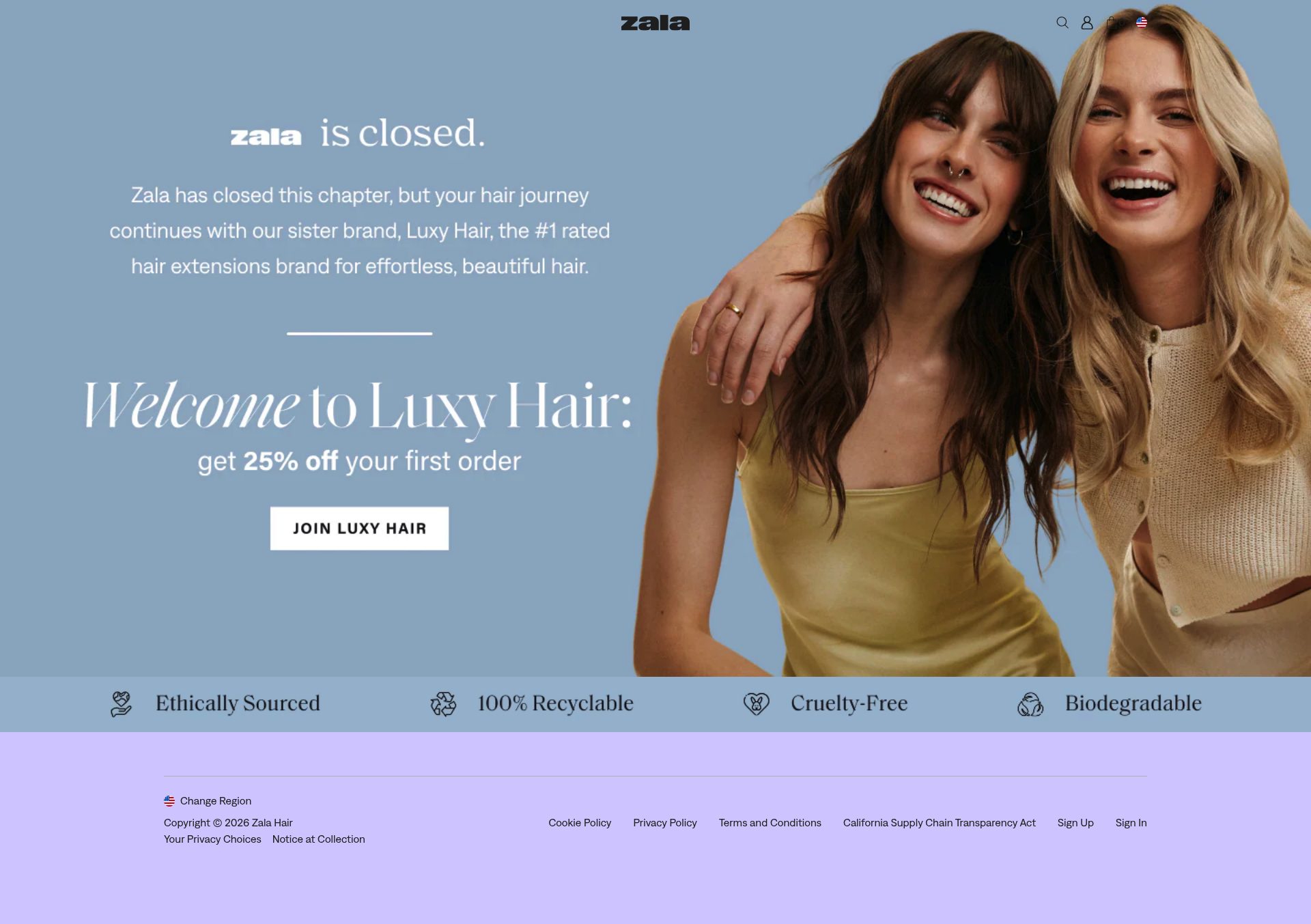 Zala Hair homepage