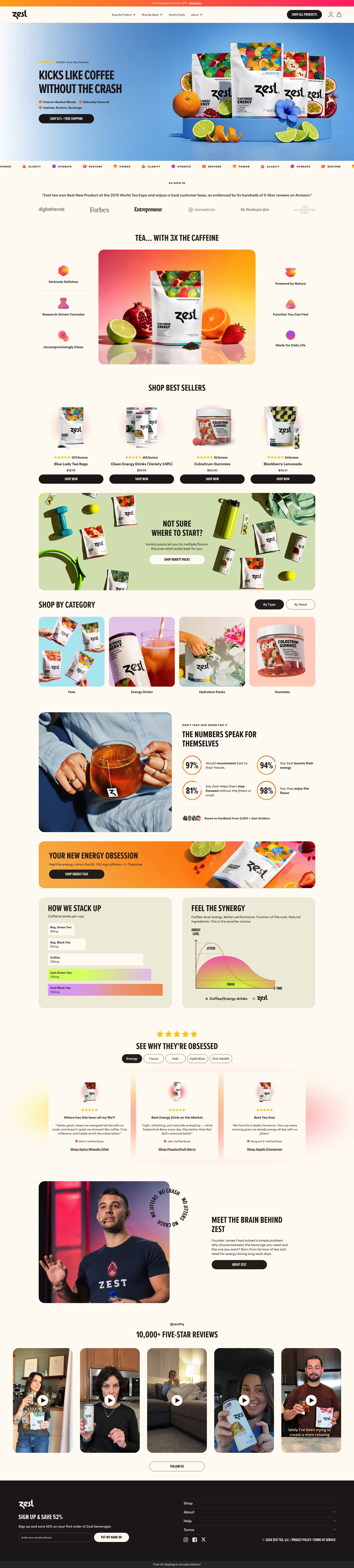 Zest Tea homepage