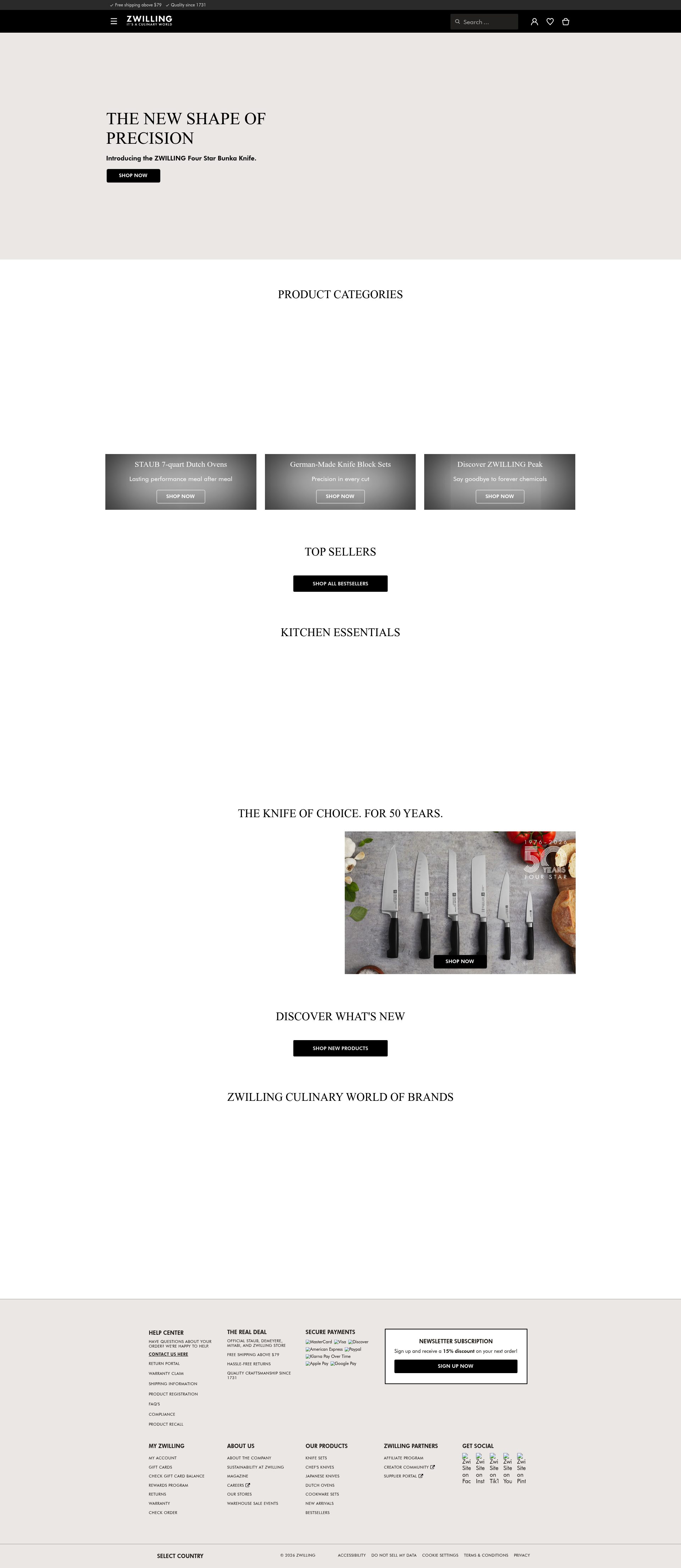 Zwilling homepage screenshot